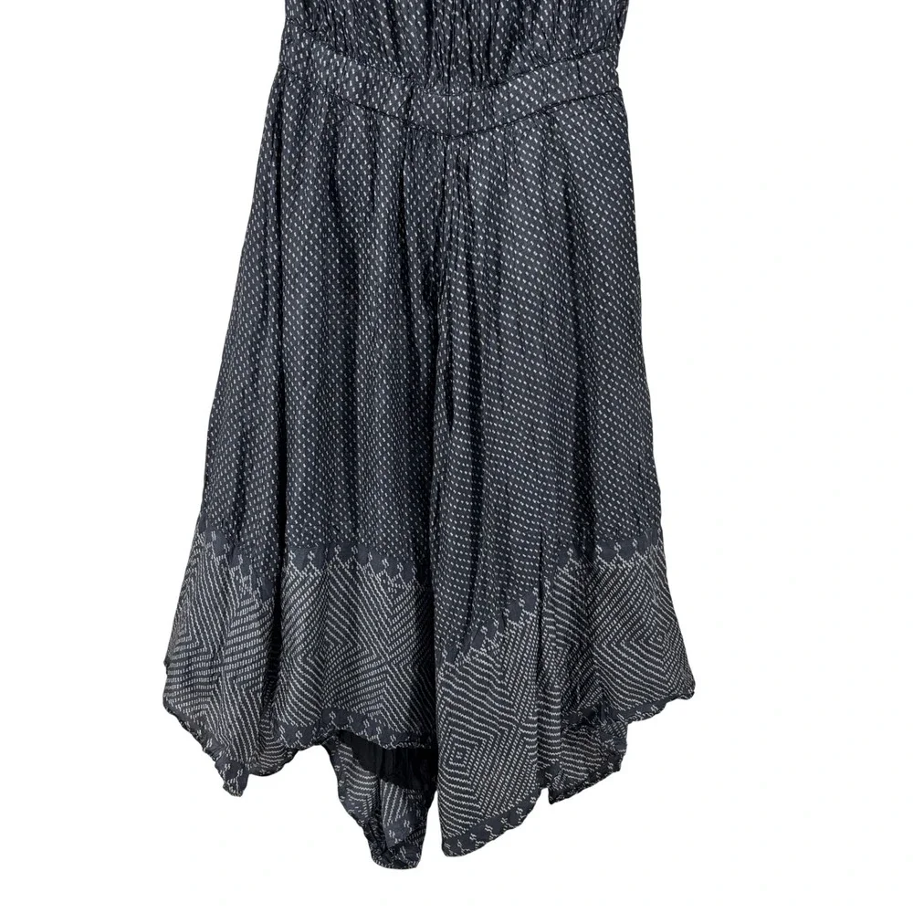 Gap Navy Blue Polka Dot Crinkle Silk Halter Handkerchief Hem Midi Dress Size 6 - Picture 4 of 15